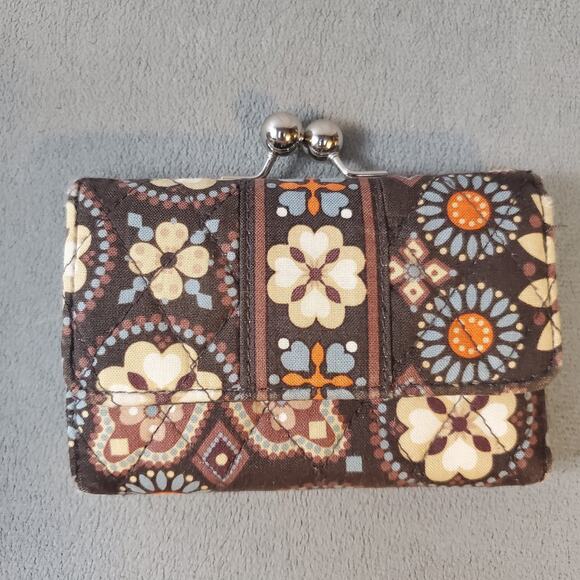 Retired Vera Bradley 3 Piece Purse & Wallet Set Women's Brown Floral Pasley Set - Picture 6 of 16